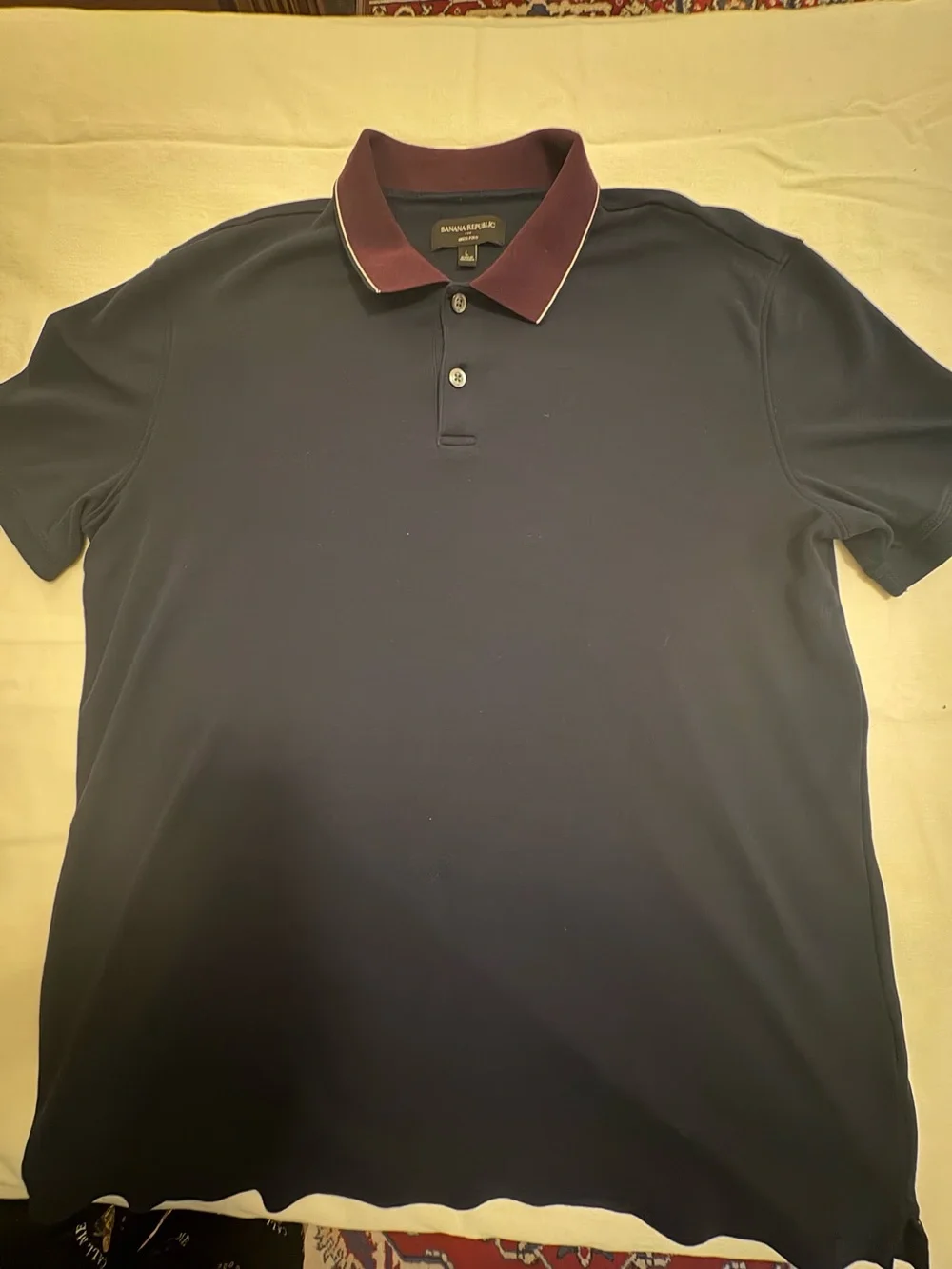 Banana Republic Navy Polo with Burgundy Trim